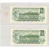 Image 2 : Set of 2 Consecutive Serial Numbers 1973 $1 notes. Crow-Bouey signatures. BCT Prefix BC-46b.