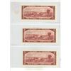 Image 2 : Set of 3 Consecutive Serial Numbers 1954 Modified Portrait $2 notes. Beattie-Rasminsky signatures. A