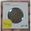 Image 1 : 1920 Canadian Large Cent. The last large cent issued. EF-40.