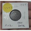 Image 1 : 1924 Canadian Small Cent. Key Date. F-12.