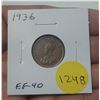 Image 1 : 1936 Canadian Small Cent. The last issue of King George V. EF-40.
