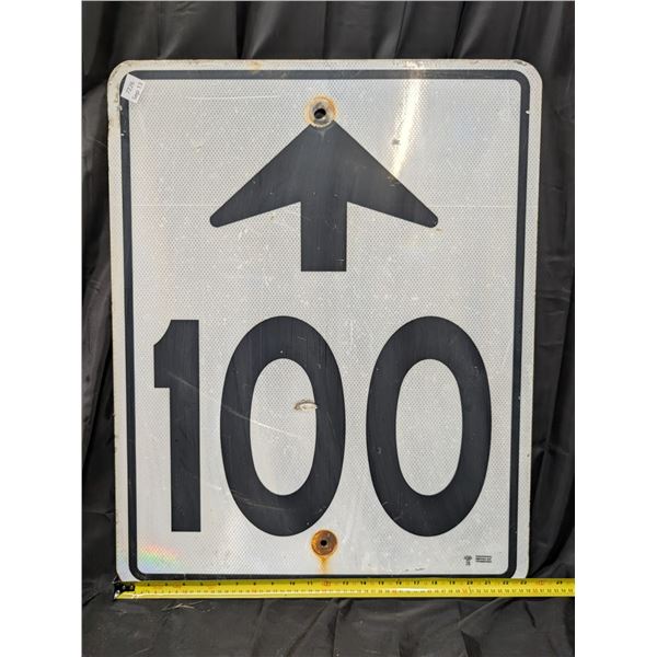 Maximum 100 Ahead Highway Sign