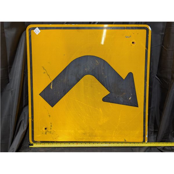 Sharp Curve Ahead Highway Sign