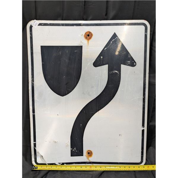 Divided Highway Begins Highway Sign