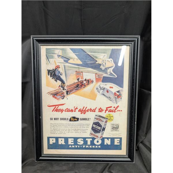 1940 Pre Stone Anti-Freeze Advertisement in Frame