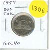 Image 1 : 1957 Bug Tail Nickel 5 Cents. There is a small Die Chip on the end of the beaver’s tail tha