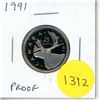 Image 1 : 1991 Canadian 25 Cents. Key Date. Proof with Ultra Heavy Cameo.