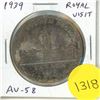 Image 1 : 1939 Royal Visit Canadian Silver Dollar. One Year Type. AU-58.
