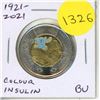 Image 1 : 1921 – 2021 Colourized Insulin $2 Toonie. 100th Anniversary of Doctors Banting and Best dis