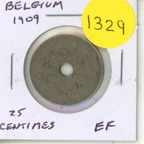 Belgium. 1909 25 Centimes. EF.
