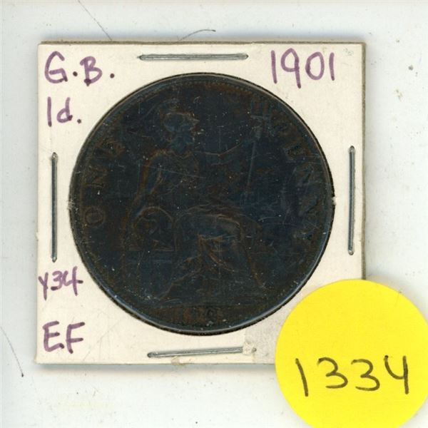 Great Britain. 1901 Penny. Last issue of Queen Victoria. EF.