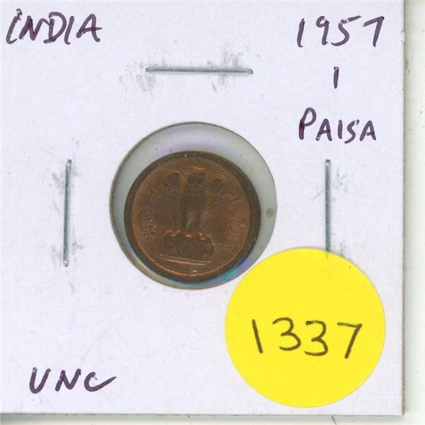 India. 1957 1 Paisa. Uncirculated.