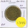 Image 1 : Morocco. AH1371. 50 Francs. EF.