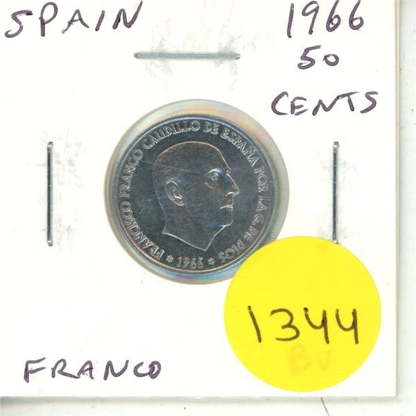 Spain. 1966 50 Centavos. General Franco. BU.
