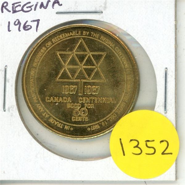 1967 Regina Trade Dollar. Commemorates Canadian Confederation and Buffalo Days. BU.