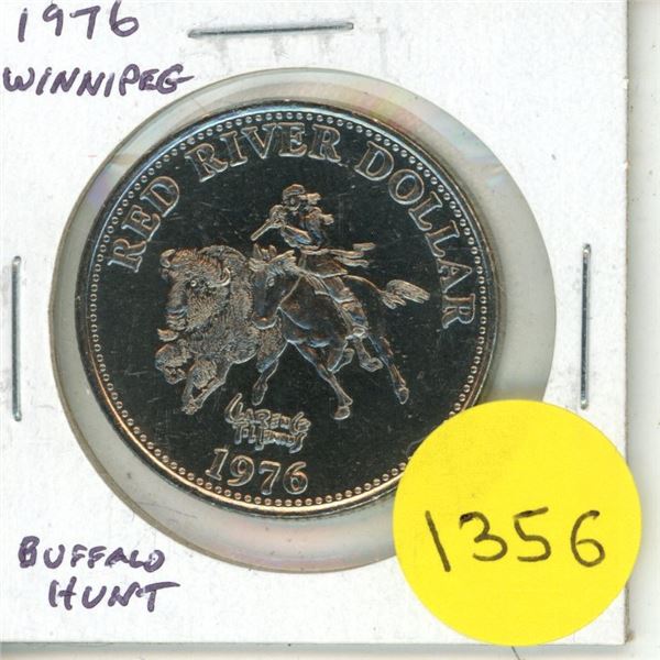 1976 Winnipeg Trade Dollar. Buffalo Hunt. BU.