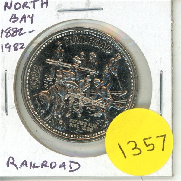 1882 – 1982 North Bay Ontario Trade Dollar. Railroad. BU.