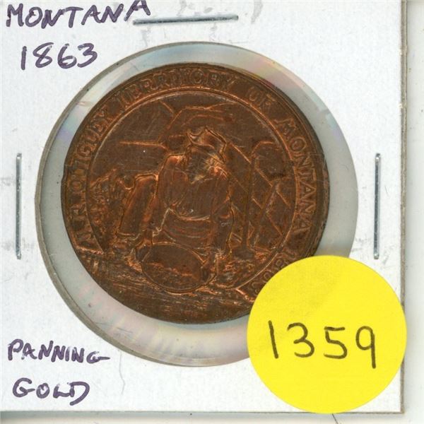 1863 – 1963 Montana Centennial Medal. Panning for Gold. BU.