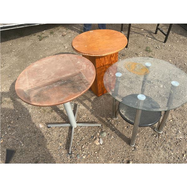 Red Table 24' by 29' H Glass Table 26' by 25' H Wooden Table 24'by 27'H