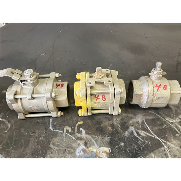 3 Stainless Steel Ball Valves 2" NPT threads