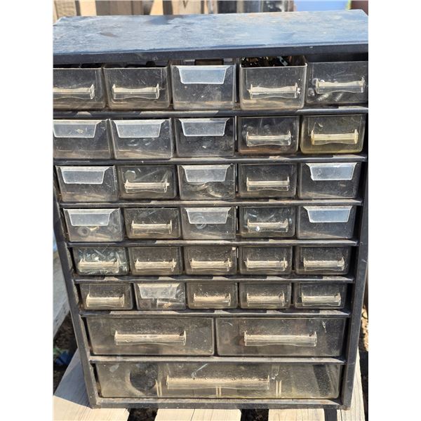 Small parts organizer with contents