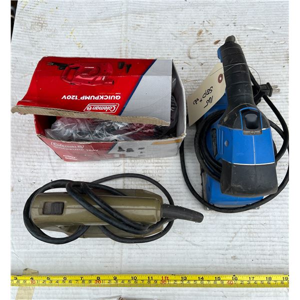 Mastercraft Sheet Sander, Black and Decker Saw and Coleman Quick Pump (Good Condition)