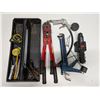 Image 1 : Box of Misc. Tools (Bolt Cutters, Measuring Tapes and etc.)