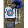 Lot of hunting supplies- decoys, targets, traps, stands