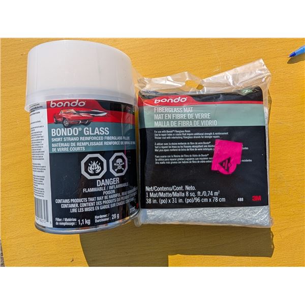 Bondo Glass Fiberglass Filler and Fiberglass Mat Factory Sealed/New