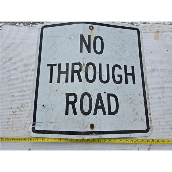 No through road sign- damaged