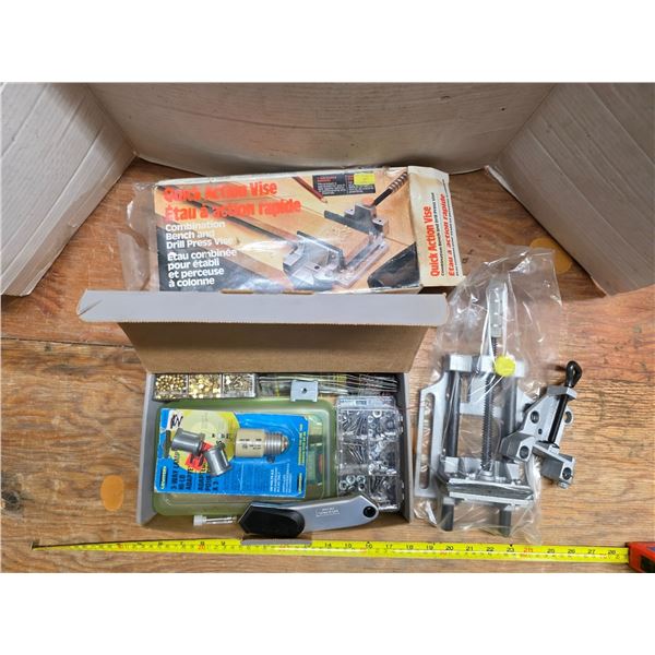 Lot of hardware and vise