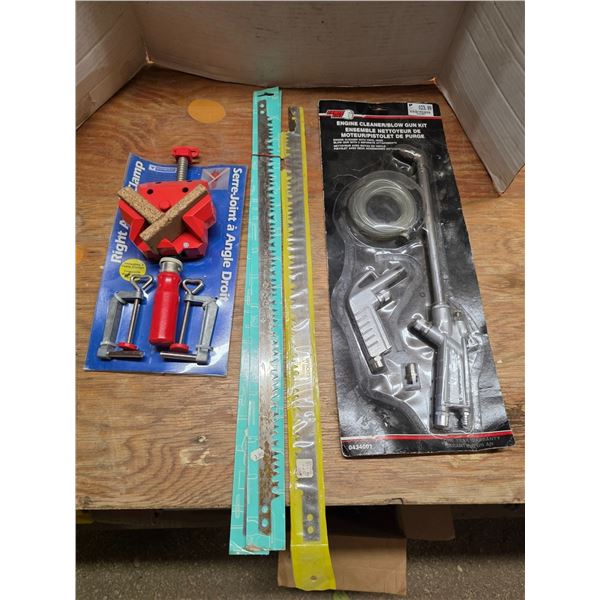 Lot of hardware- engineer cleaner, right angle clamp