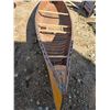 Image 4 : Tremblay 14fT Wooden canoe- with paddles-  Apache written on side