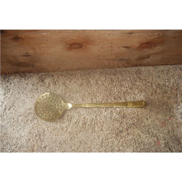 Large Slotted Brass Spoon