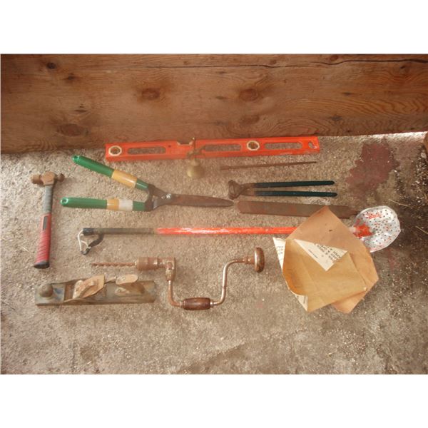 Antique Plane and Hand Drill Etc
