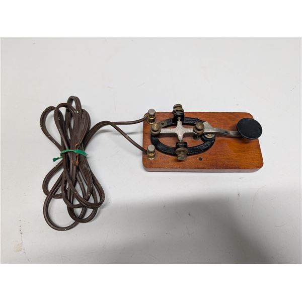 Morse Code telegraph Key (Wood w/ Broke Cable End)
