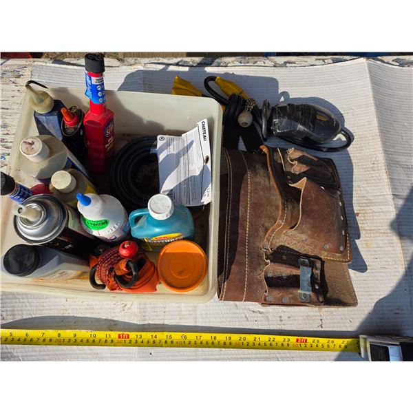 Shop cleaning supplies and work belt
