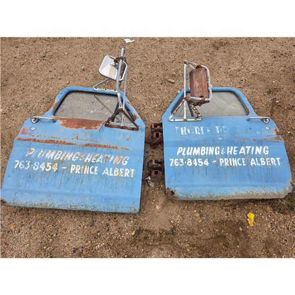 2 vintage truck doors with advertising