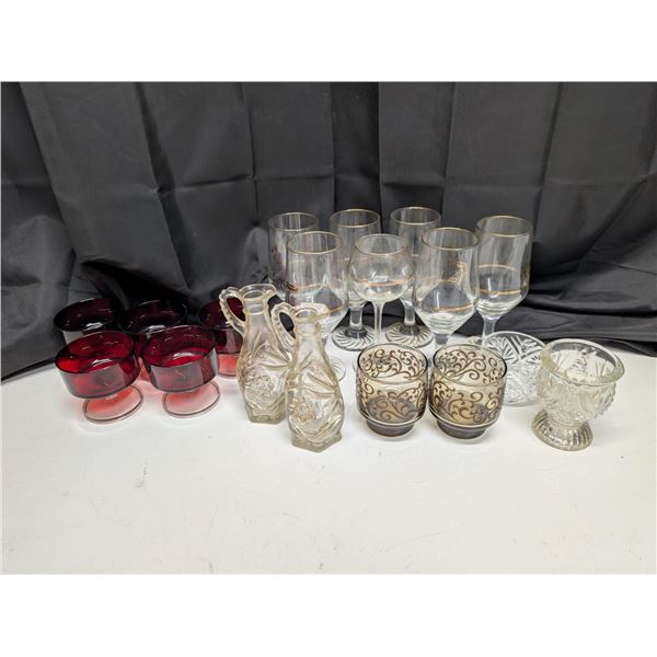 Lot of Misc. glass(Olympic Wine Glasses, Red Glasses, and etc.)