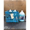 Crate of hand sanitizer and dishwasher detergent