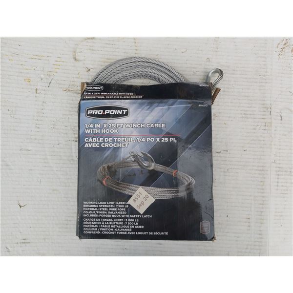 Winch cable with hook ProPoint 1/4 in. x 25 ft