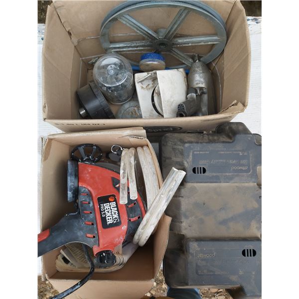 Lot of Hardware (Pulley wheel, drill, B&D PRO 5.0 orbital sander)