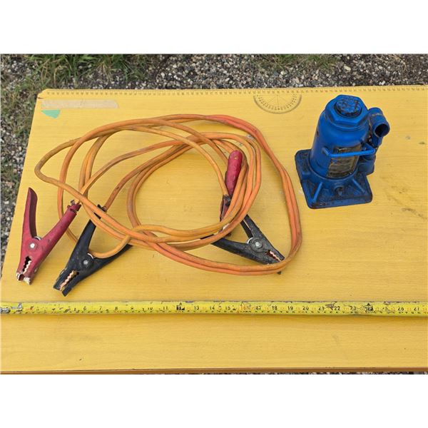 Bottle jack and jumper cables
