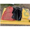 2 tarps and 2 3 piece rain suits- XL