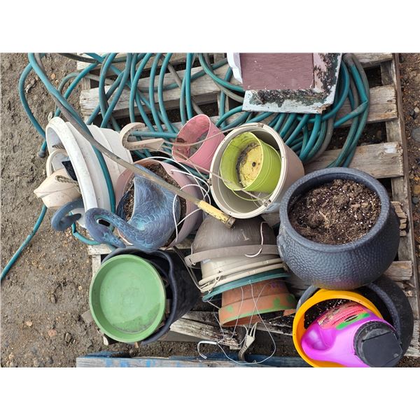 Garden supplies- hoses, pots, décor
