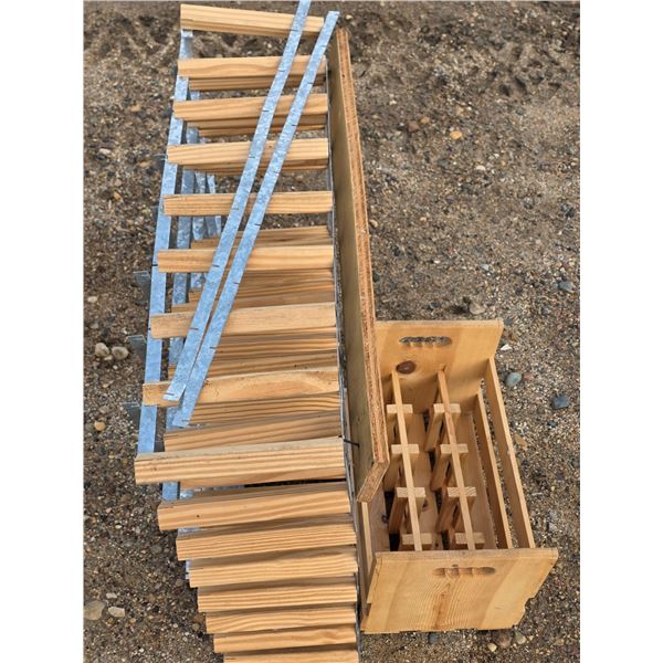Wine rack and wood crate- rack size-31" by 10' by 33"H