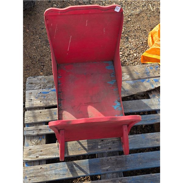 wood sleigh- 28" by 15" by 22"H