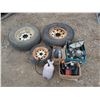Image 1 : Lot of Misc. Tool items and Etc. (Lights, Tires, Garden Water Spray Nozzles, and etc.)