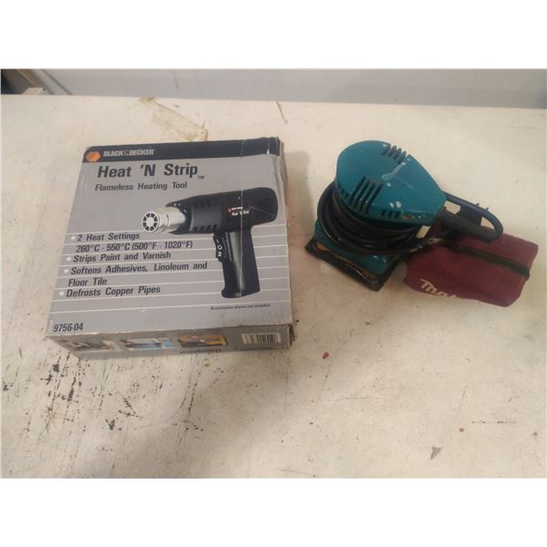 heatgun and palm sander - working
