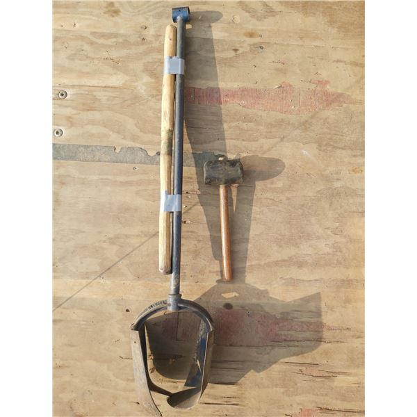 Lot of misc. hand tools (Post hole digger, Sledgehammer)
